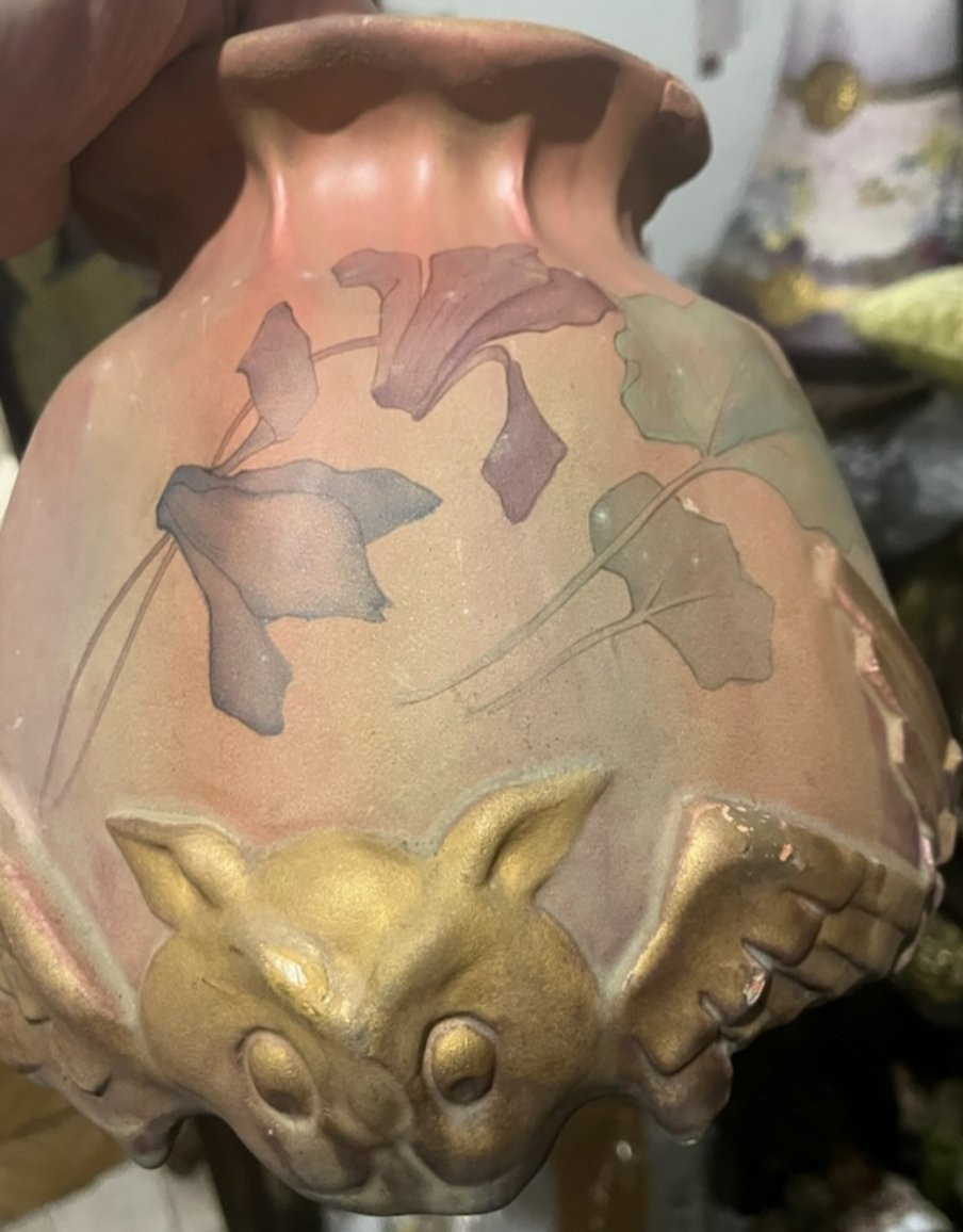 Delphin Massier (1836-1907) à Vallauris Chat-huant Lustrous, Glazed Ceramic Vase, Signed.-photo-6