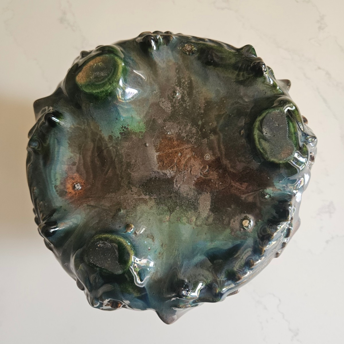 Delphin Massier (1836-1907) à Vallauris Chat-huant Lustrous, Glazed Ceramic Vase, Signed.-photo-8