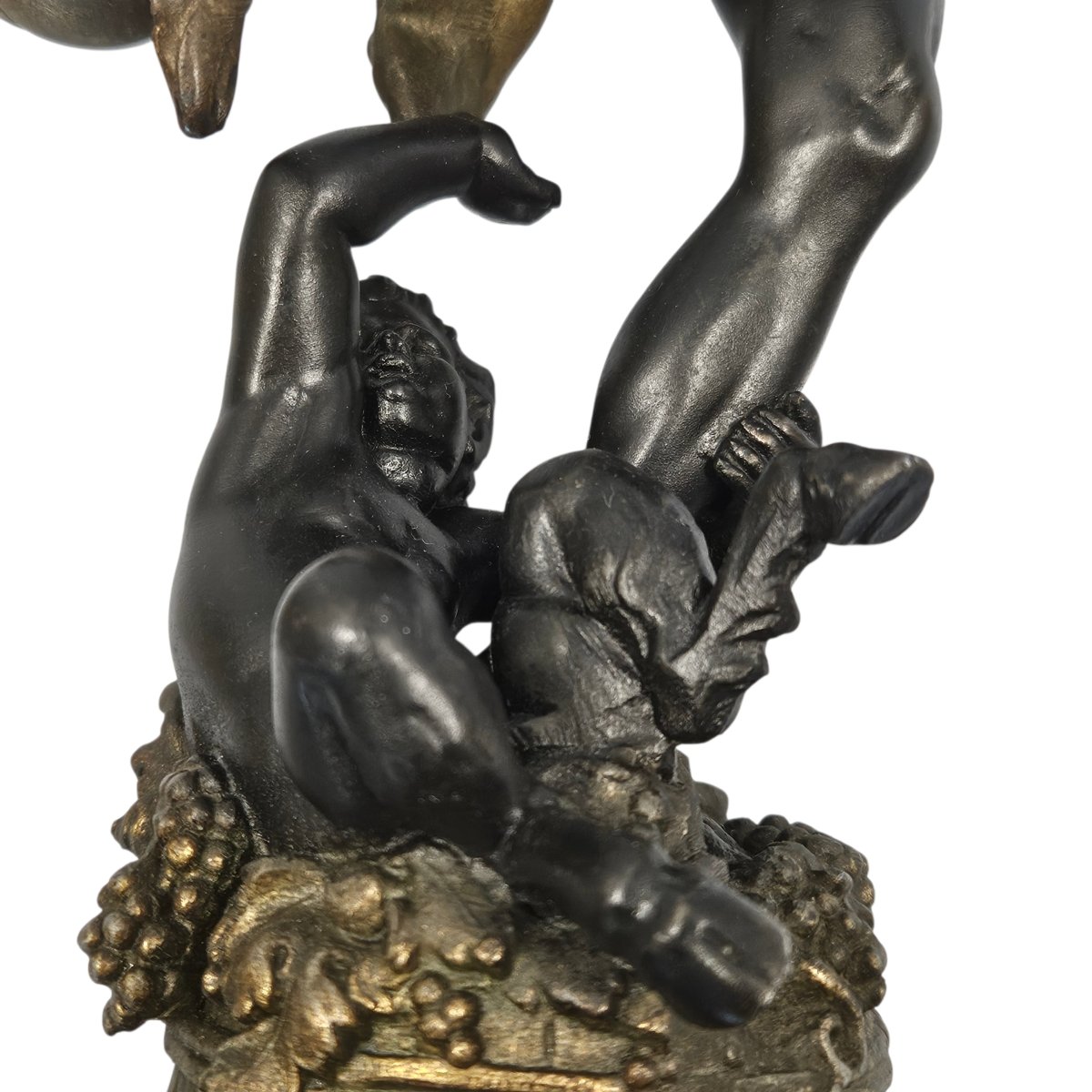 Sculpture " Le vin "  par Holweck, régule et marbre 19 ème siècle -photo-3