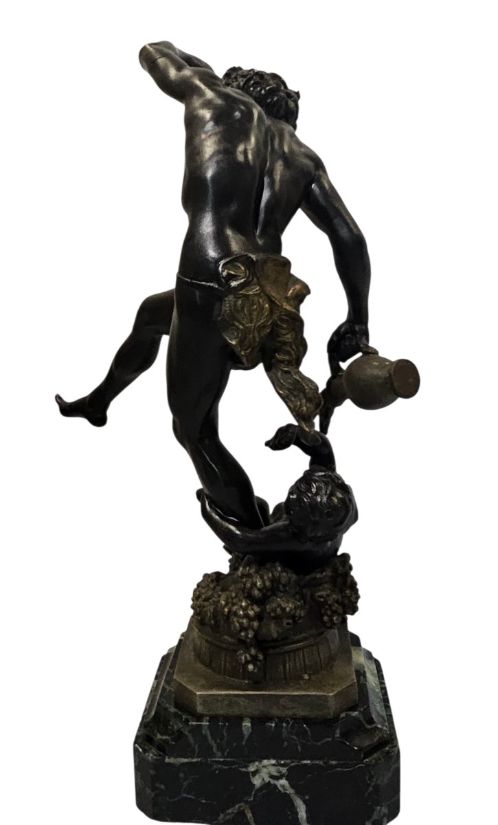 Sculpture " Le vin "  par Holweck, régule et marbre 19 ème siècle -photo-4
