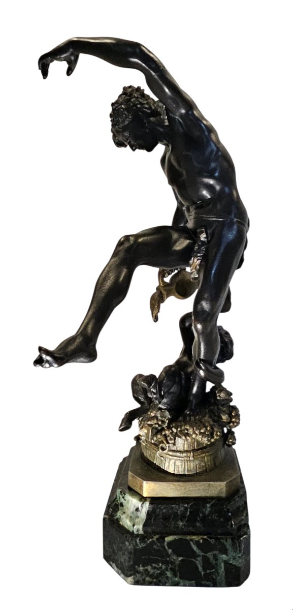 Sculpture " Le vin "  par Holweck, régule et marbre 19 ème siècle -photo-2