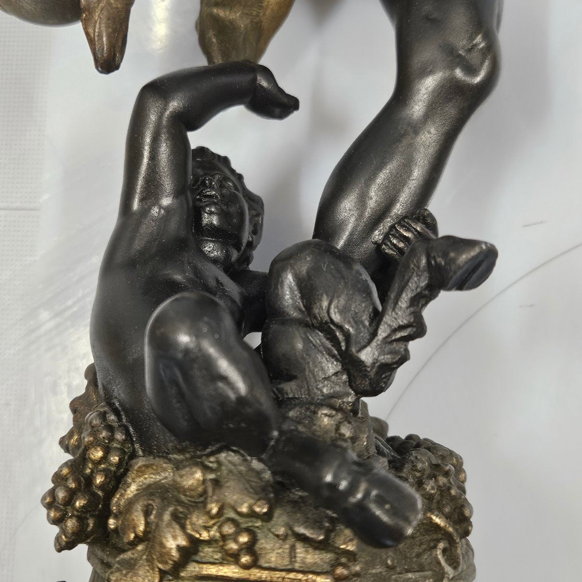 Sculpture " Le vin "  par Holweck, régule et marbre 19 ème siècle -photo-7