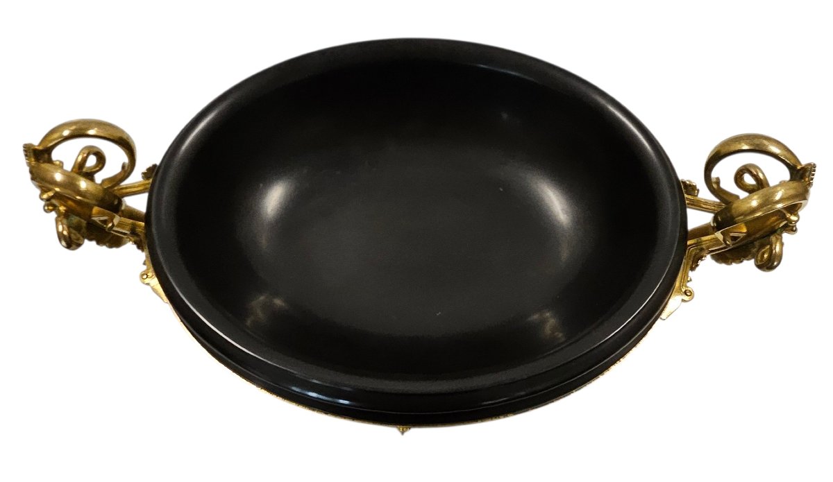 Large Bowl, F. Barbedienne In Marble, Chased And Gilded Bronze And Cloisonné Enamel 19th Century-photo-1