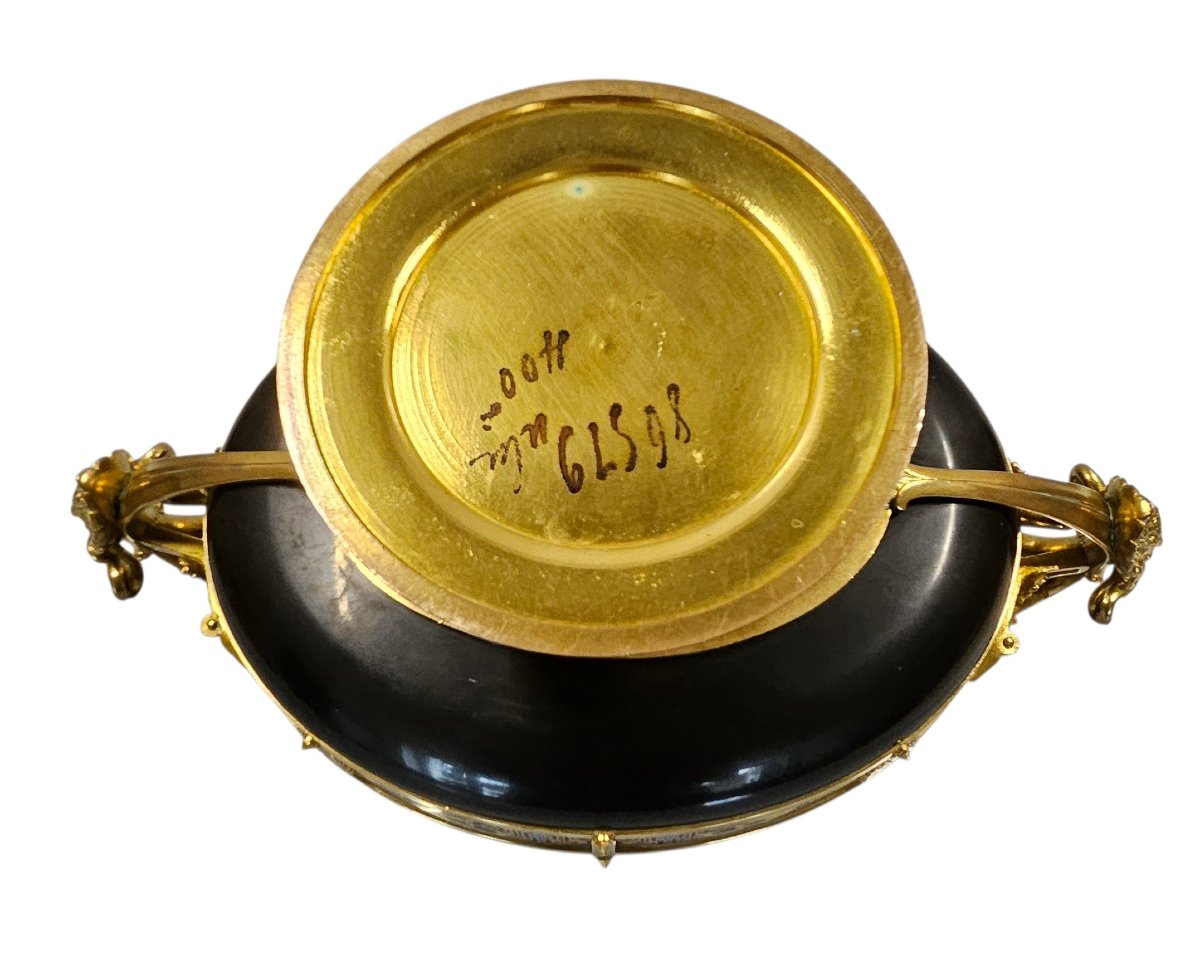 Large Bowl, F. Barbedienne In Marble, Chased And Gilded Bronze And Cloisonné Enamel 19th Century-photo-3