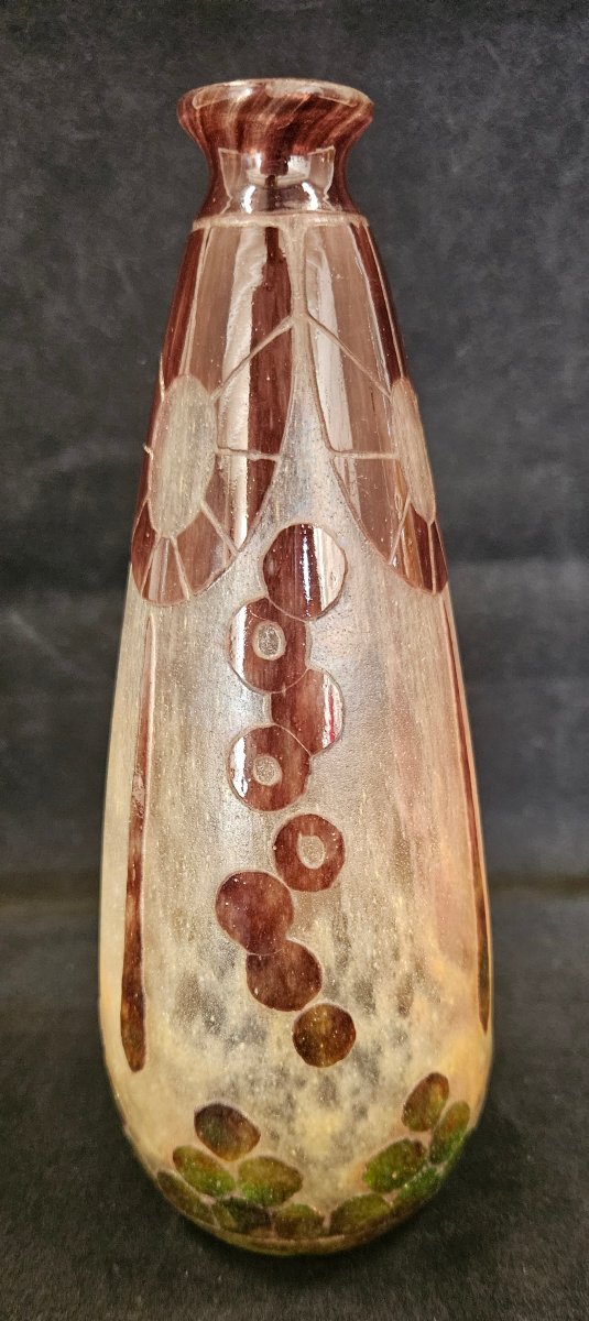 Le verre Français, les frères Schneider vase art déco marque au berlingot 1918/1922. -photo-2