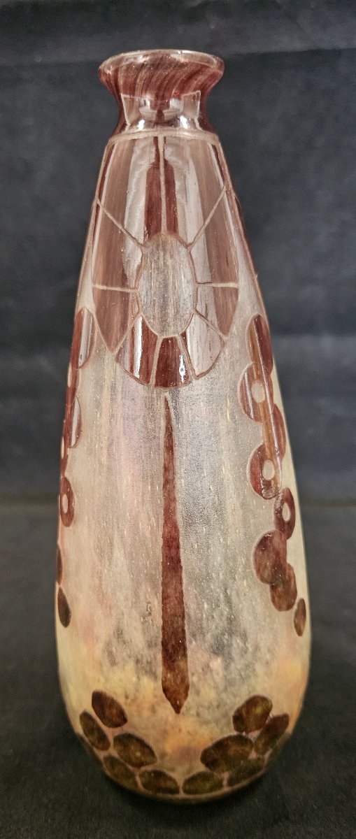 Le verre Français, les frères Schneider vase art déco marque au berlingot 1918/1922. -photo-2