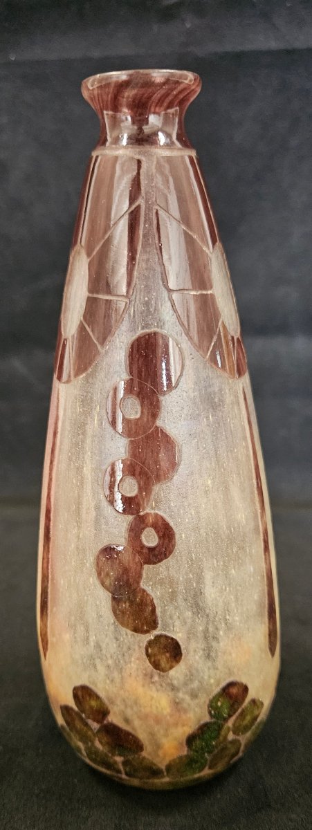 Le verre Français, les frères Schneider vase art déco marque au berlingot 1918/1922. -photo-3