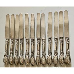12 couteaux à fruits en argent couronne comtale et monogrammés fin 19ème 