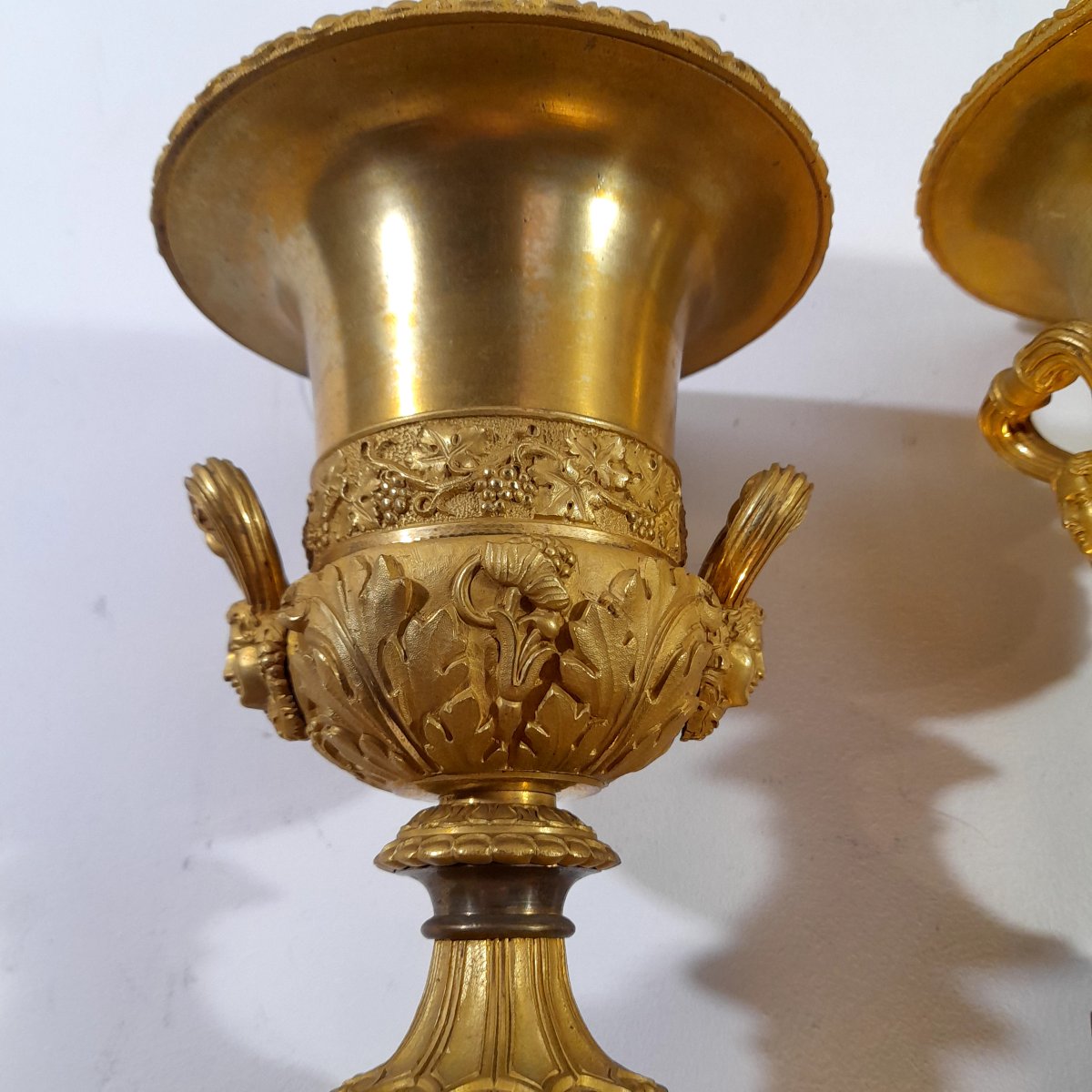 Pair Of Medici Vases In Gilt Bronze, Late 18th Century (pierre Philippe Thomire?)-photo-1