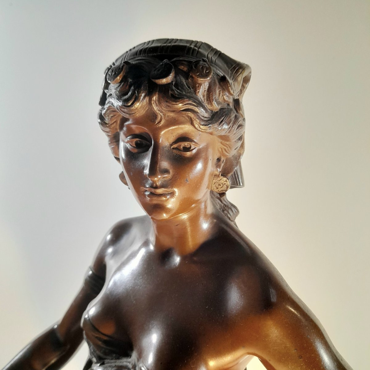 The Slave, A Bronze Sculpture With Double Patinas, Signed Pinédo Emile  -photo-1