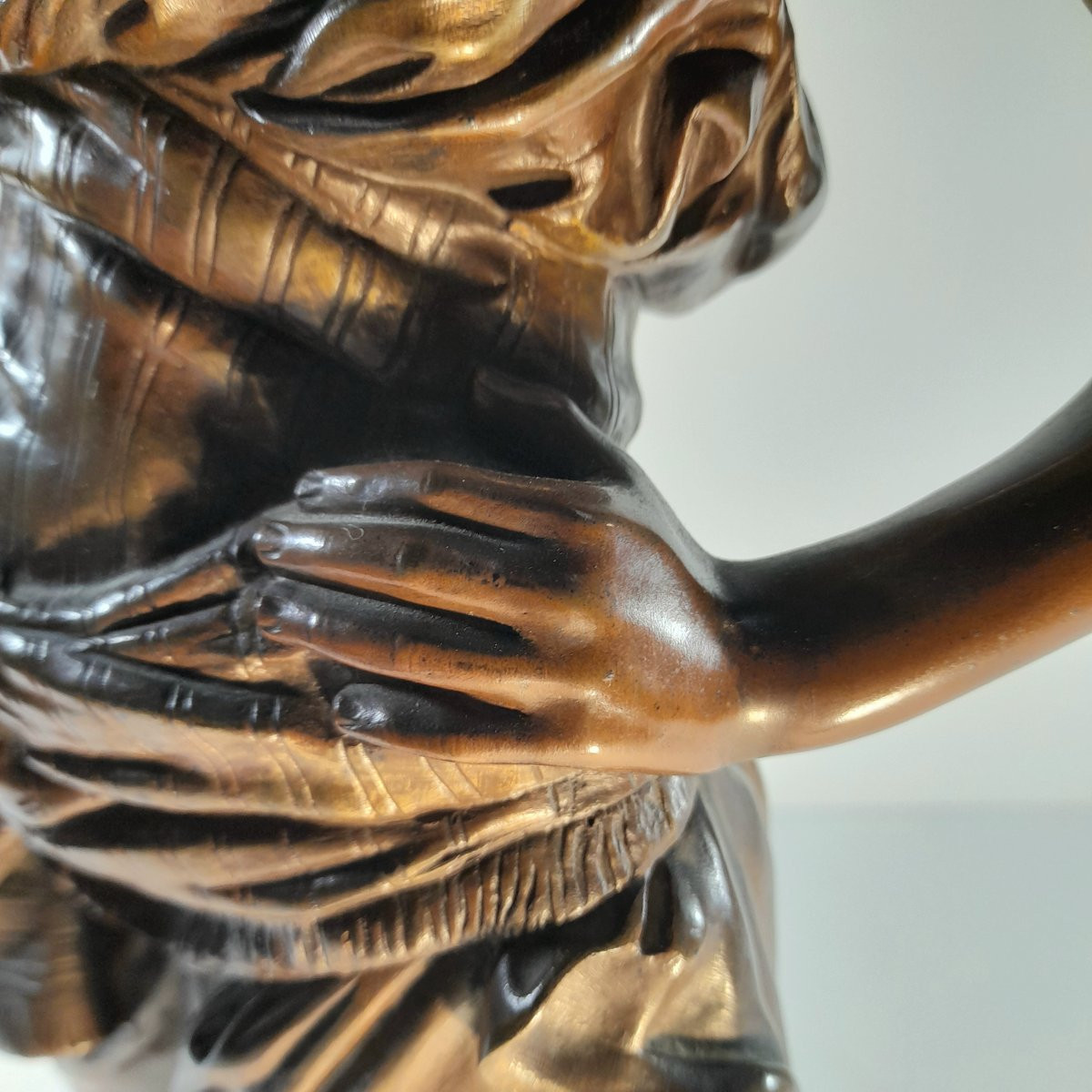 The Slave, A Bronze Sculpture With Double Patinas, Signed Pinédo Emile  -photo-2