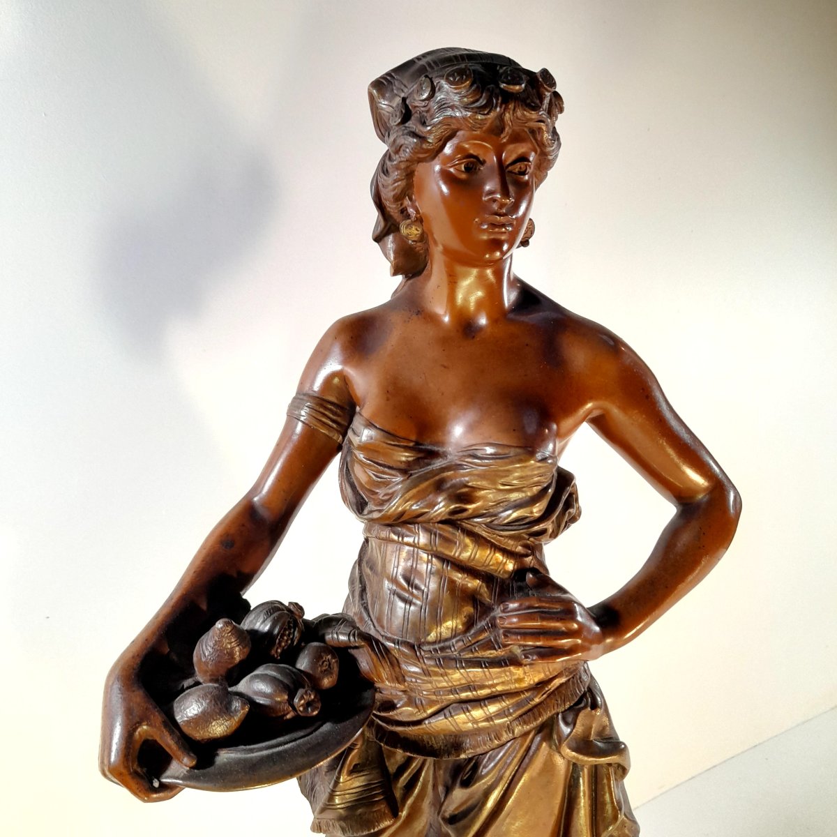 The Slave, A Bronze Sculpture With Double Patinas, Signed Pinédo Emile  -photo-7