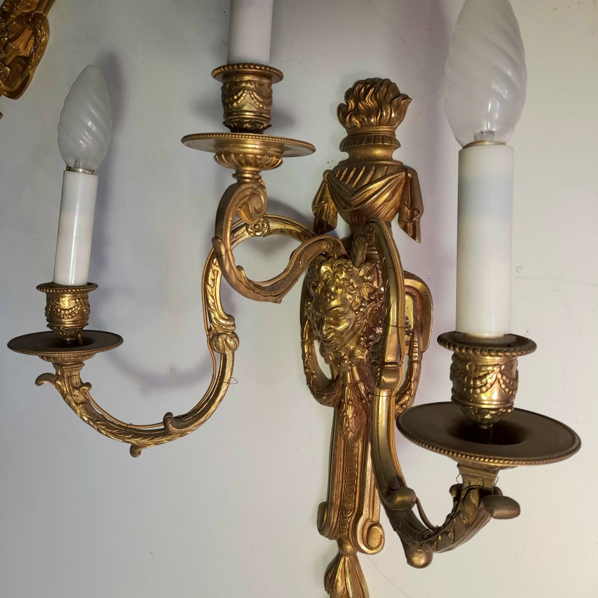 Pair Of Art Nouveau Bronze Wall Sconces -photo-5