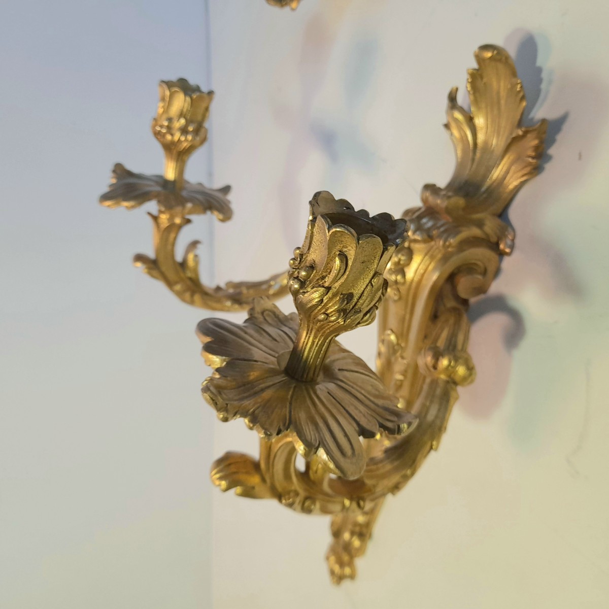 Paire d’appliqués en bronze doré style transition -photo-8