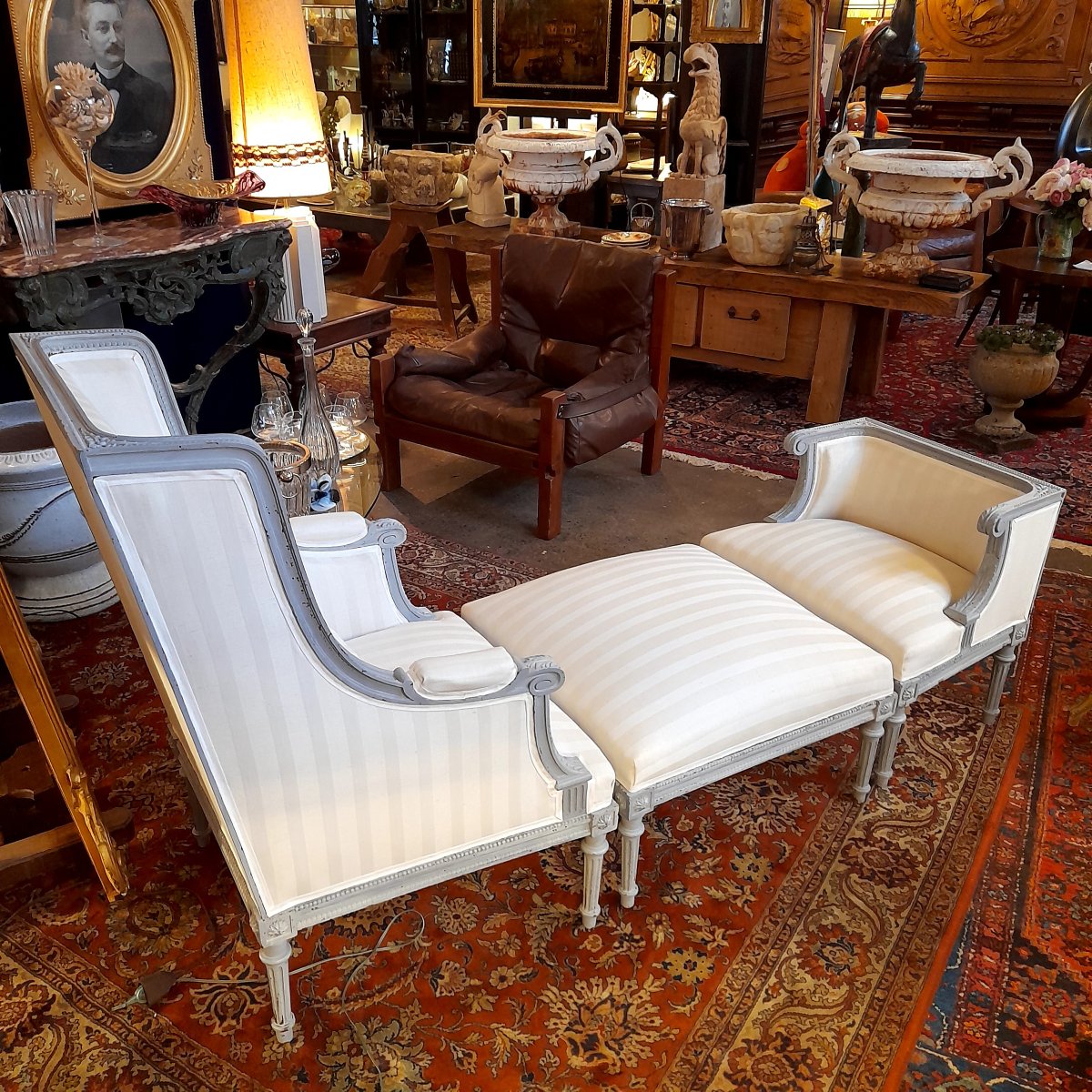 Chaise longue dite duchesse brisée style LouisXVI 19ème -photo-3