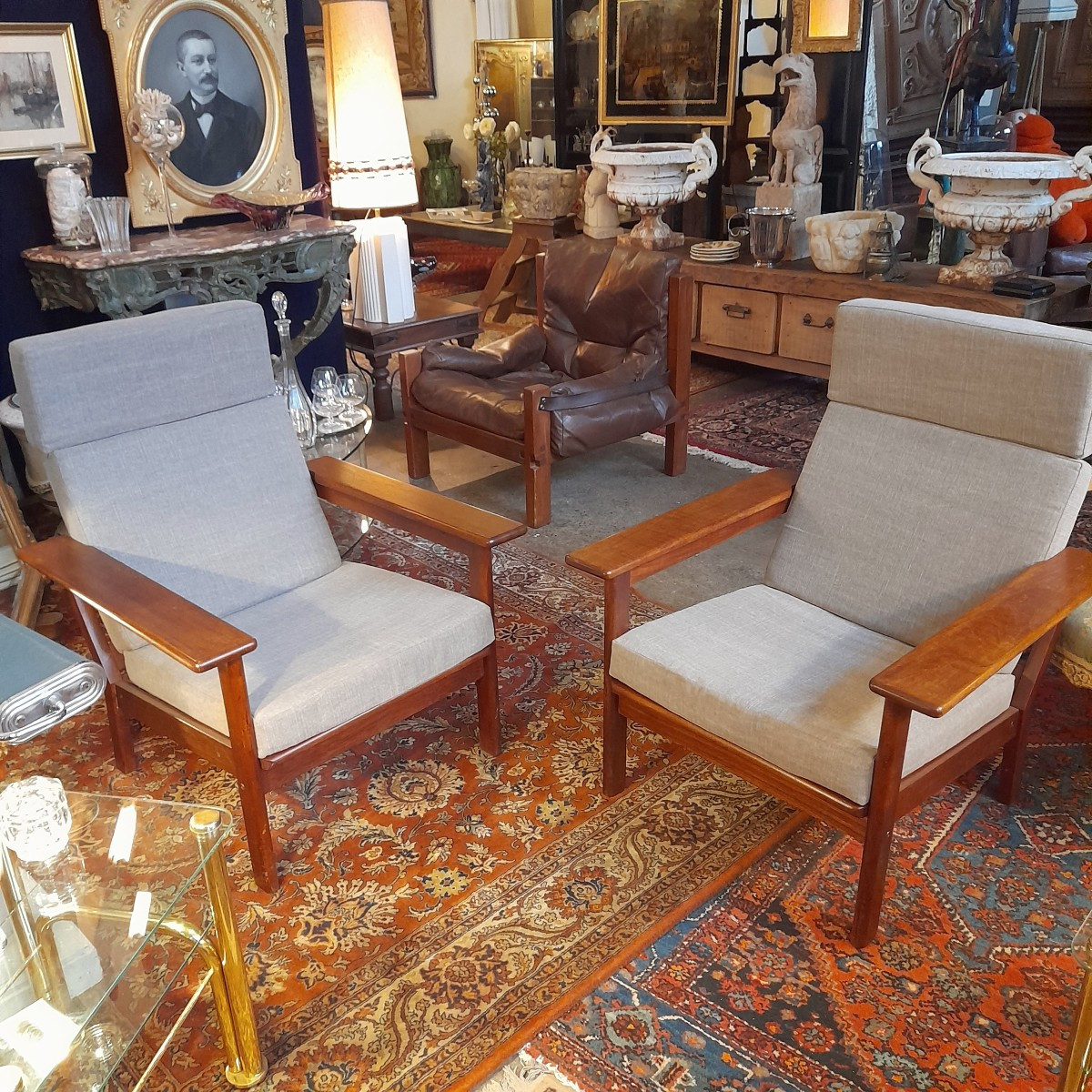 Pair Of Scandinavian Teak Armchairs By Borge Jensen And Sonner Korinth 