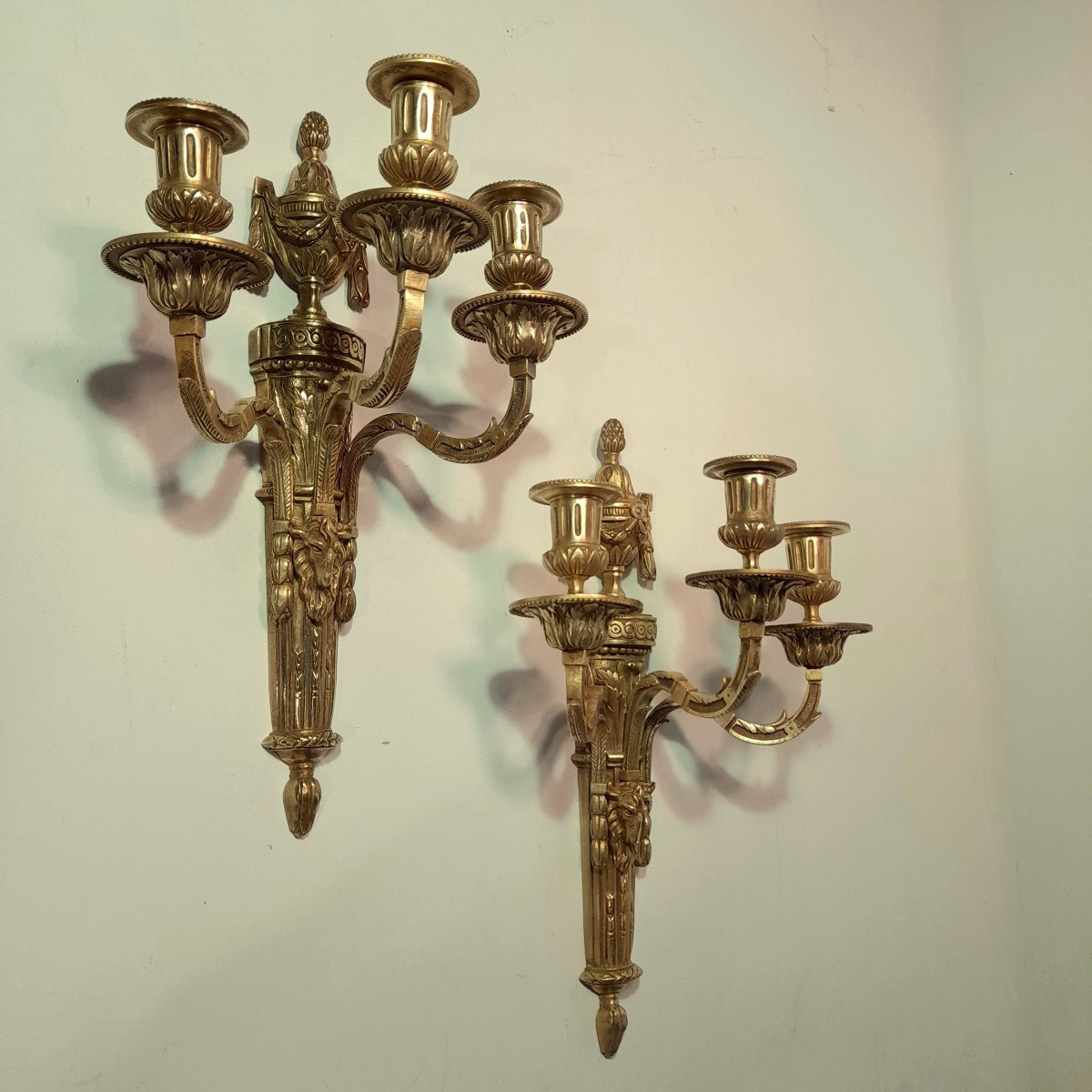 Paire d’applique d’époque Louis XVI en bronze doré -photo-5