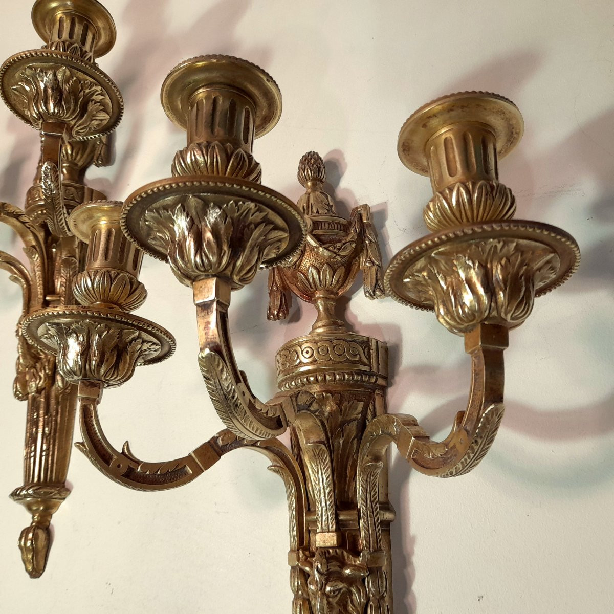 Paire d’applique d’époque Louis XVI en bronze doré -photo-6