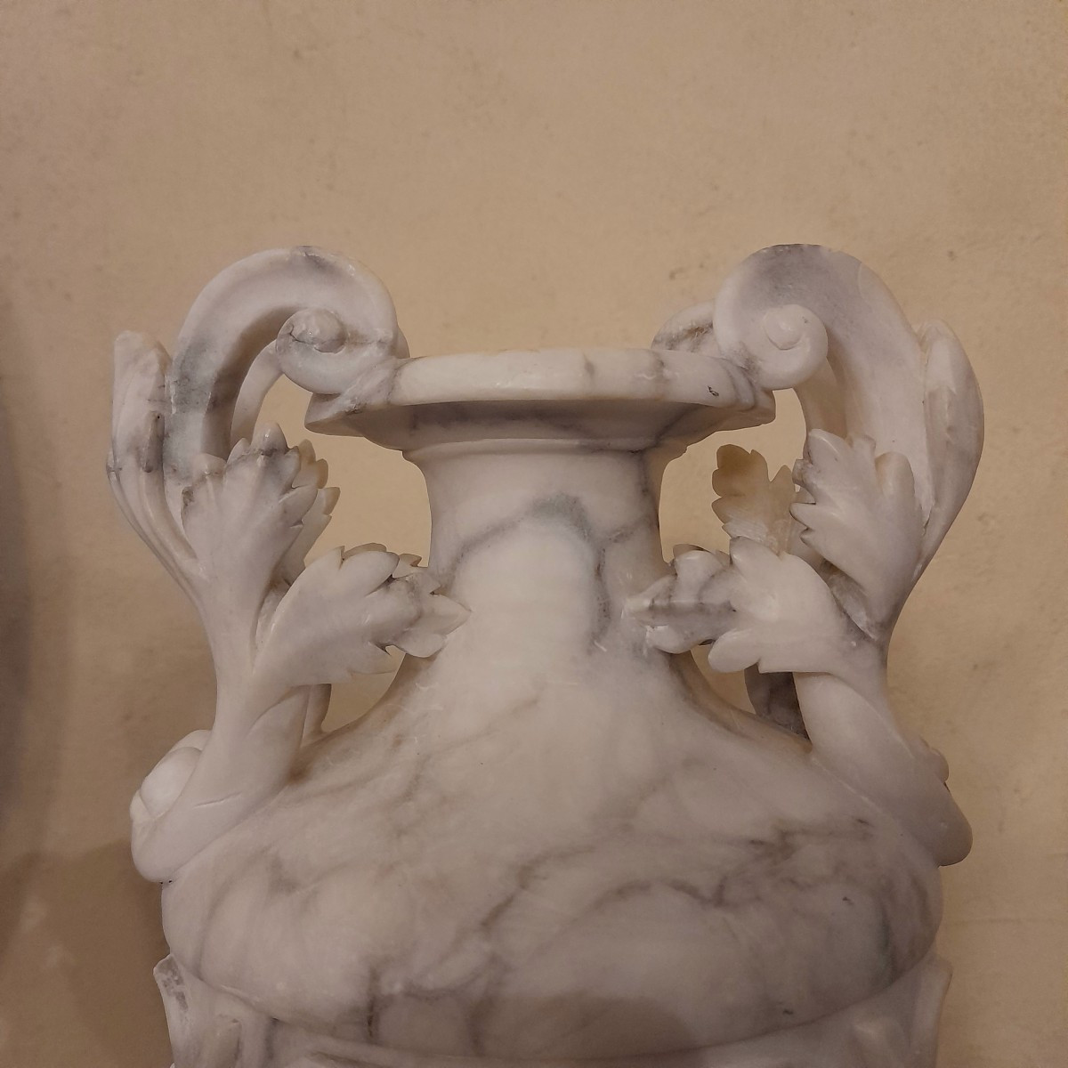 Pair Of Grotesque Vases, Napoleon III, In Alabaster-photo-4
