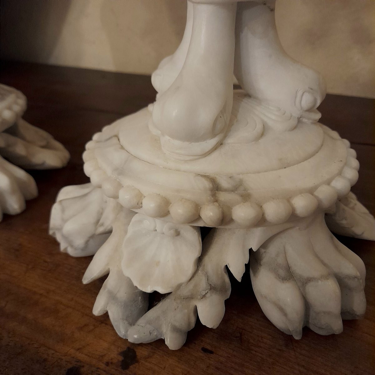 Pair Of Grotesque Vases, Napoleon III, In Alabaster-photo-7