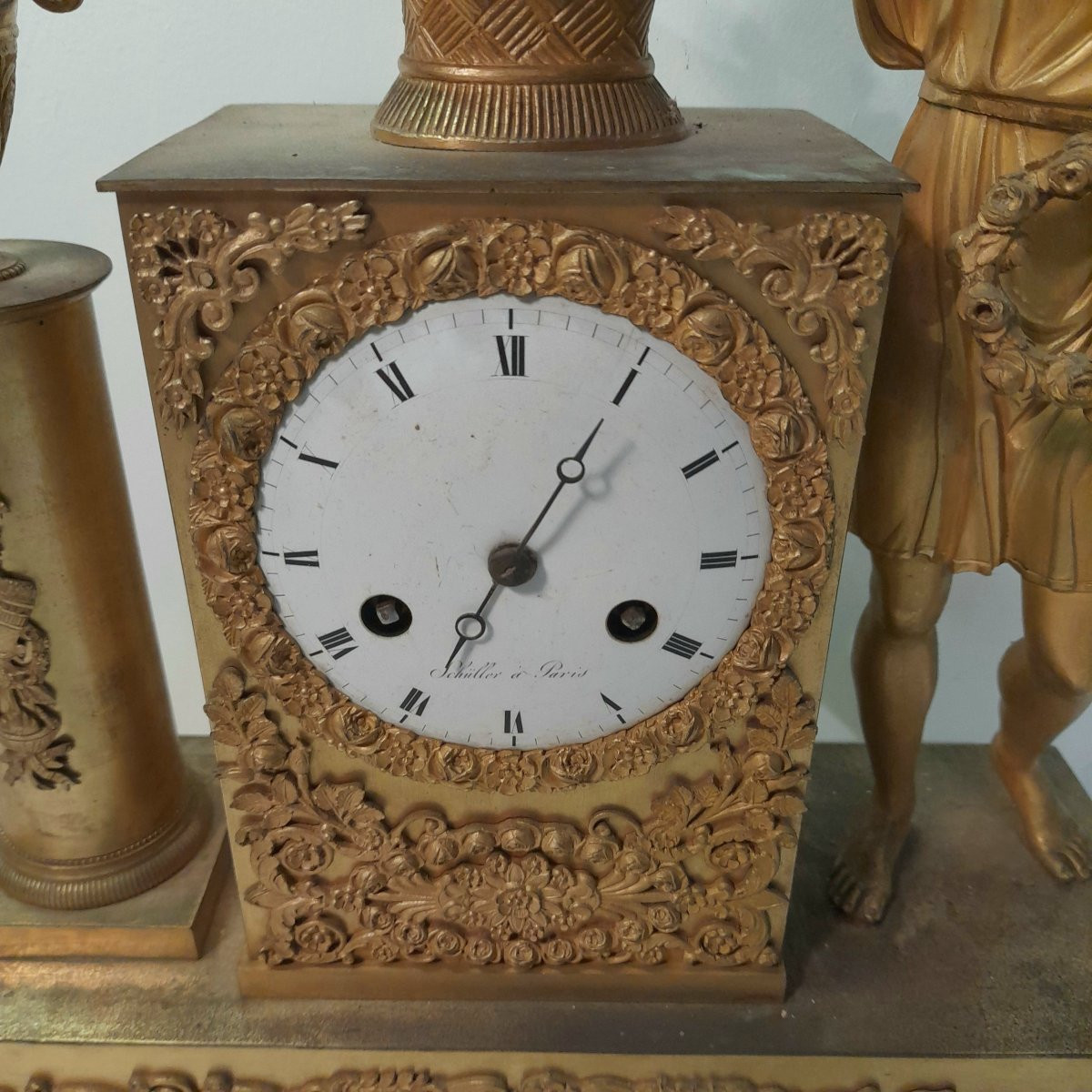 Gilt Bronze Clock With A Young Ephebe, Empire Period, Early 19th Century -photo-3