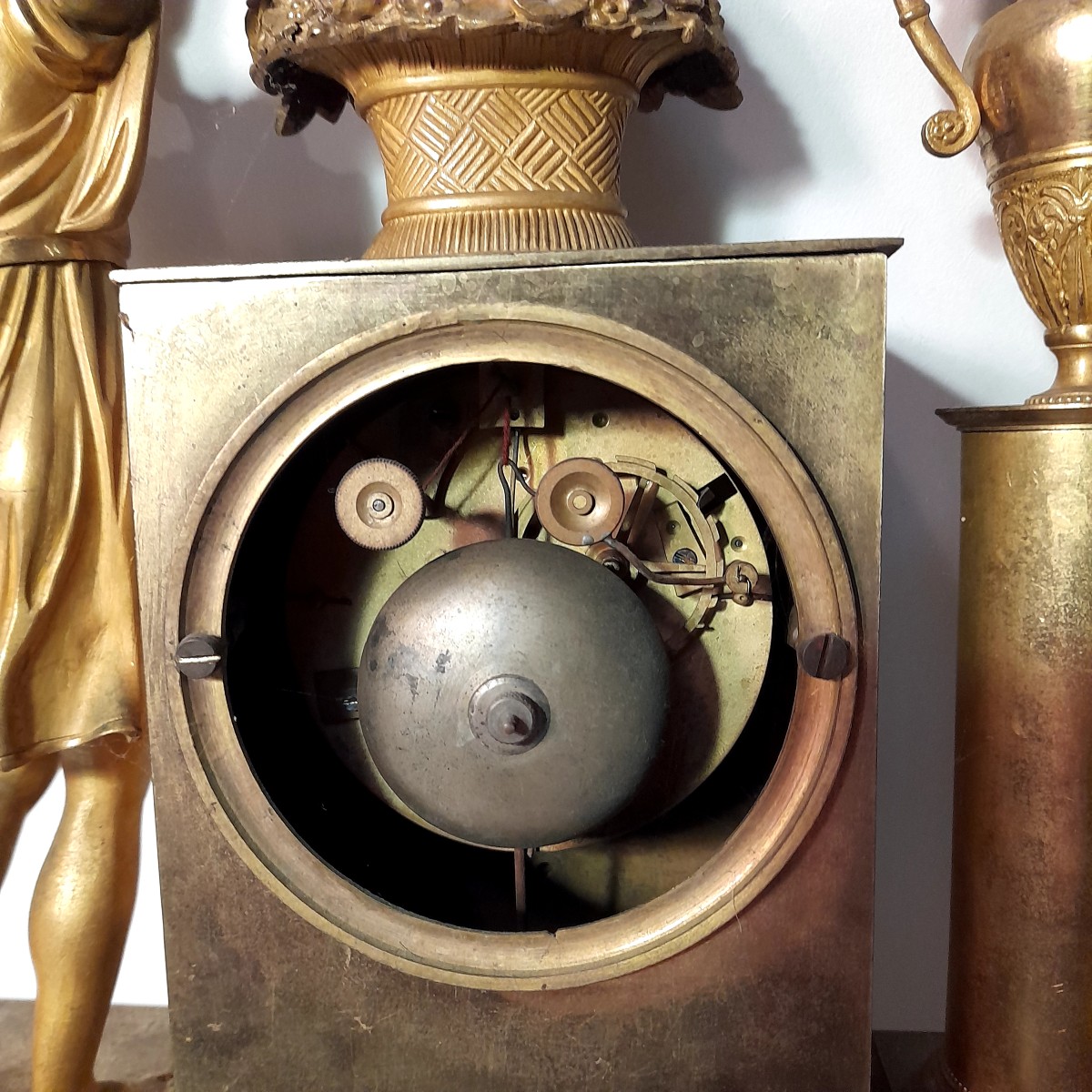Gilt Bronze Clock With A Young Ephebe, Empire Period, Early 19th Century -photo-1