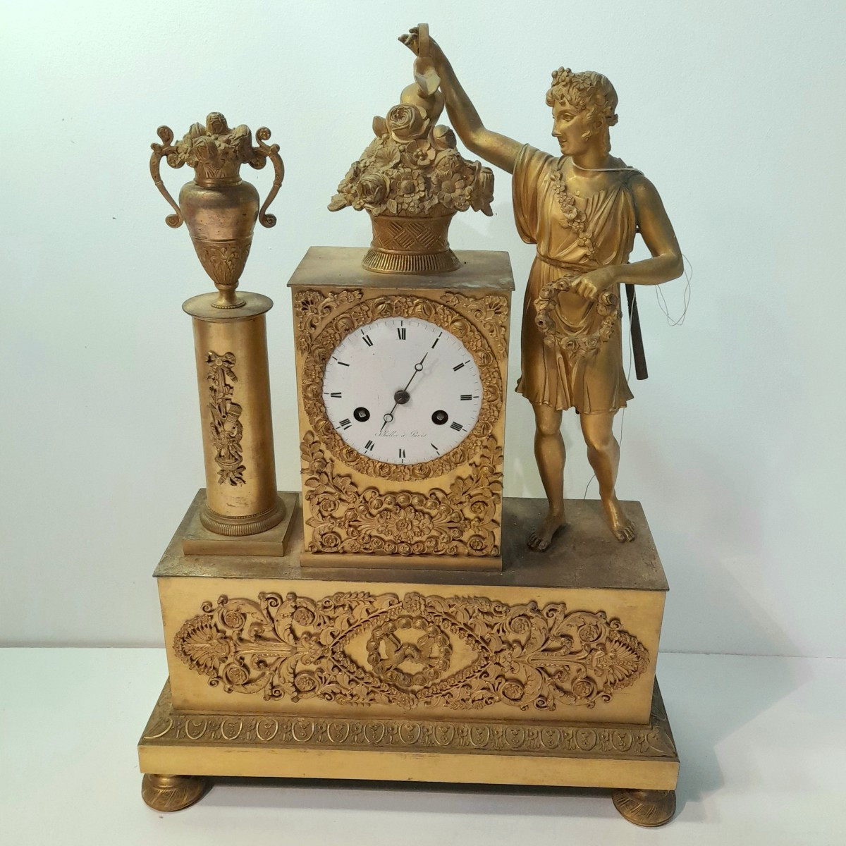 Gilt Bronze Clock With A Young Ephebe, Empire Period, Early 19th Century 