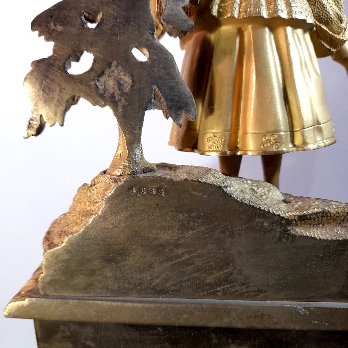 Shepherdess Clock, Gilt Bronze, 19th Century, Restoration Period -photo-3