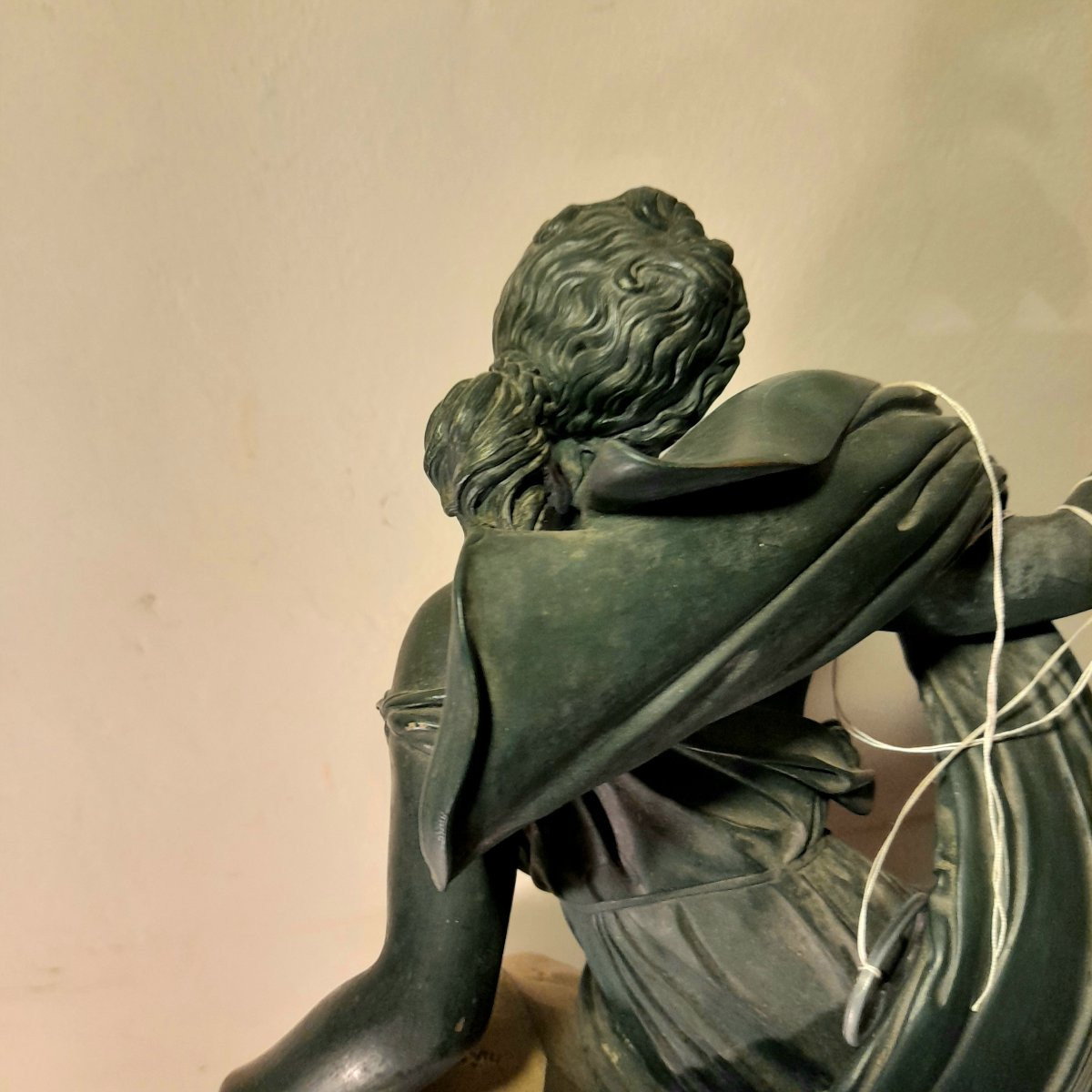 Large Aphrodite Clock 70 Cm Double Patina Bronze And Marble First 1/4 19th Century Wire Movement-photo-5