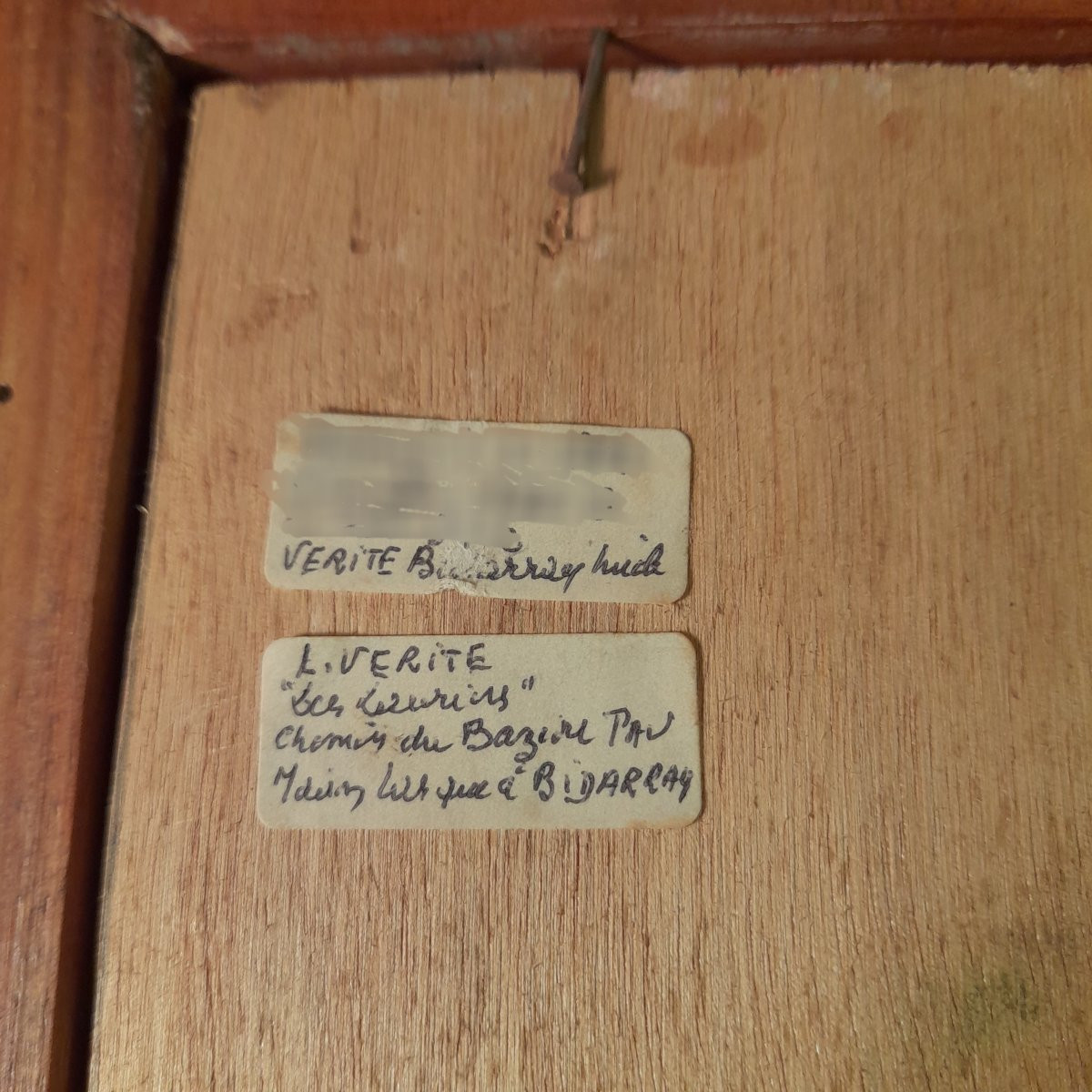 Painting Signed L. Vérité. Maison Les Lauriers Chemin Du Baziou Pau . Basque House In Bidarray-photo-3