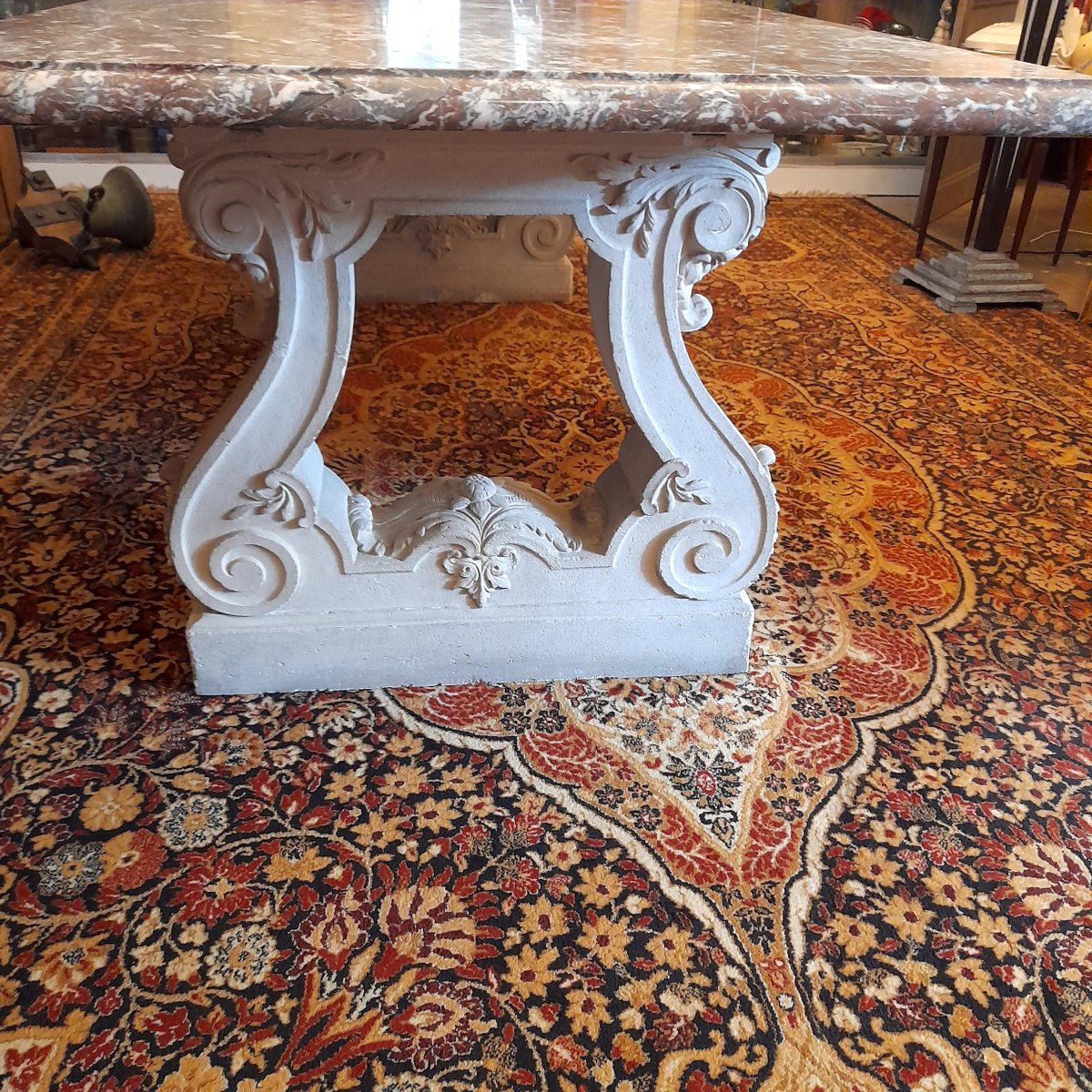 Grande table en marbre de style renaissance , dimensions 2,40 m-photo-3