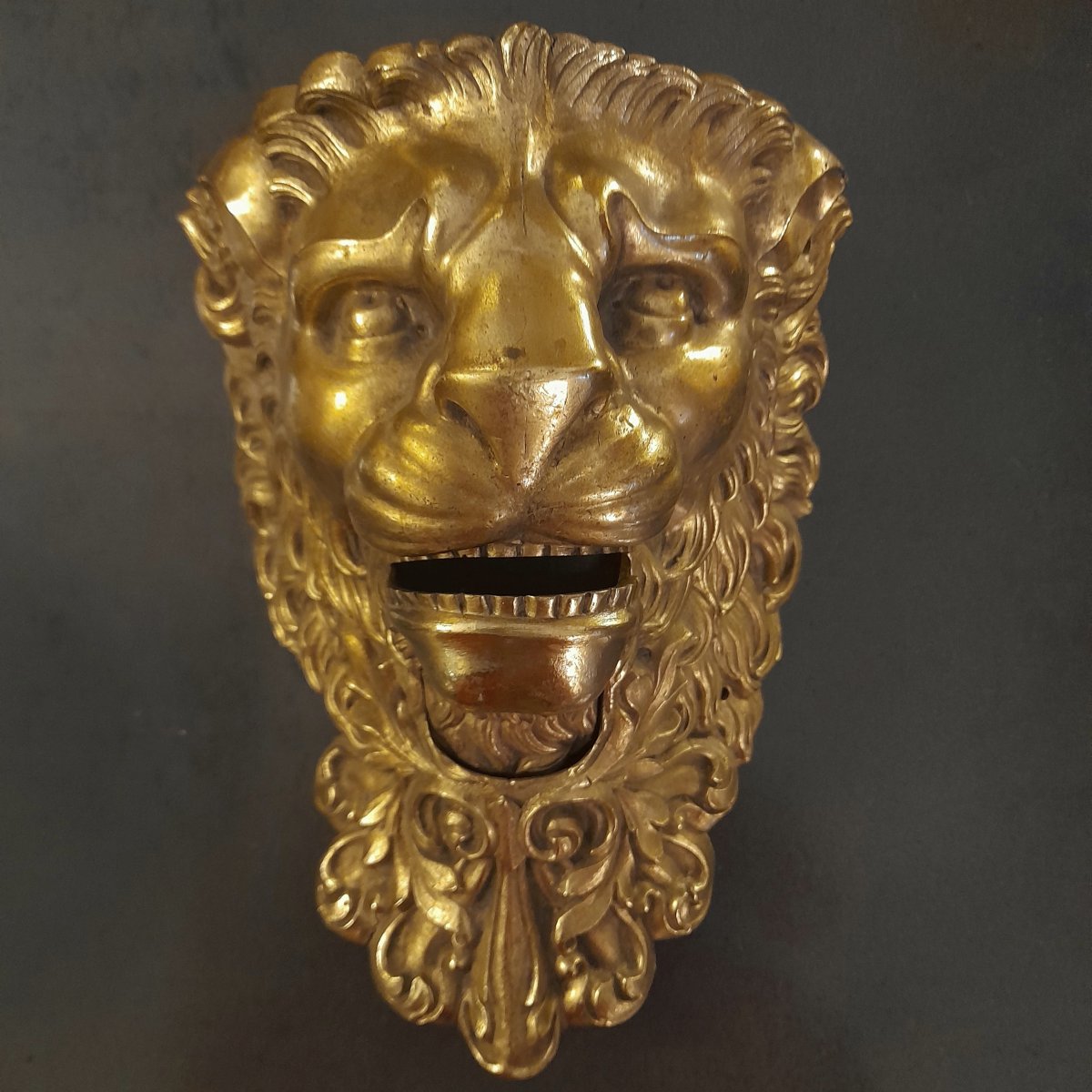 Pair Of Bronze Lion Heads As Billiard Corner Pieces -photo-2