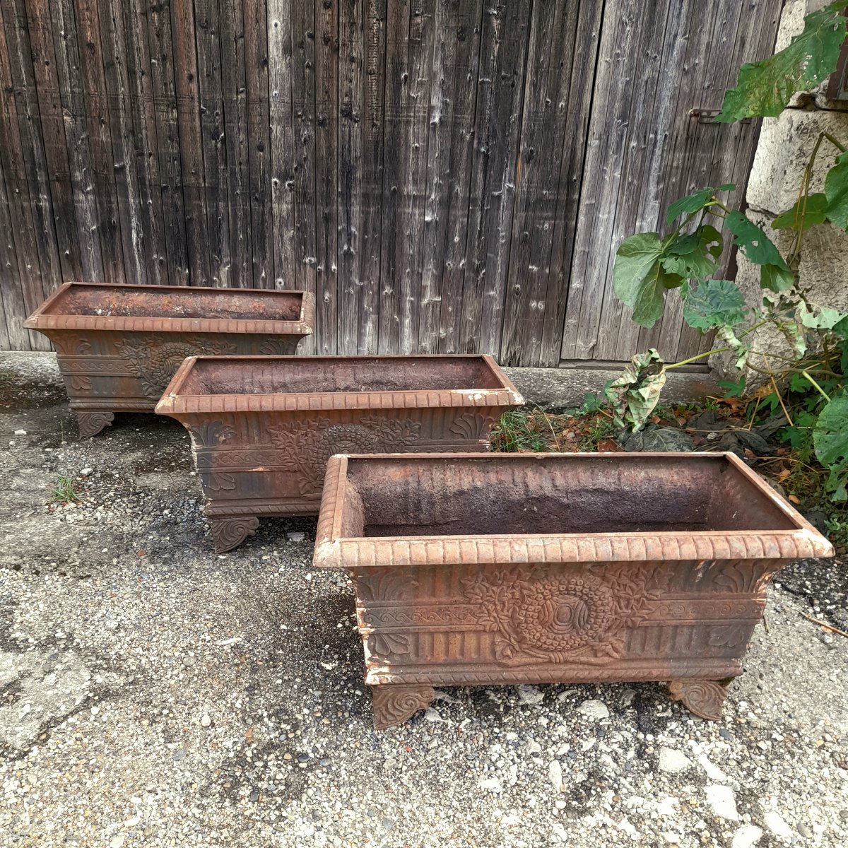  Trois grande Jardinière en fonte  19ème dimension 90 cm 