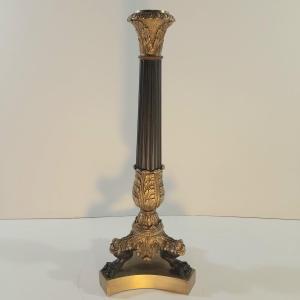 Bougeoir en bronze à double patines époque Empire