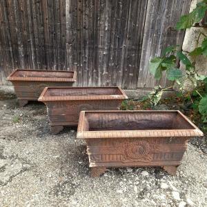 Trois grande Jardinière en fonte 19ème dimension 90 cm