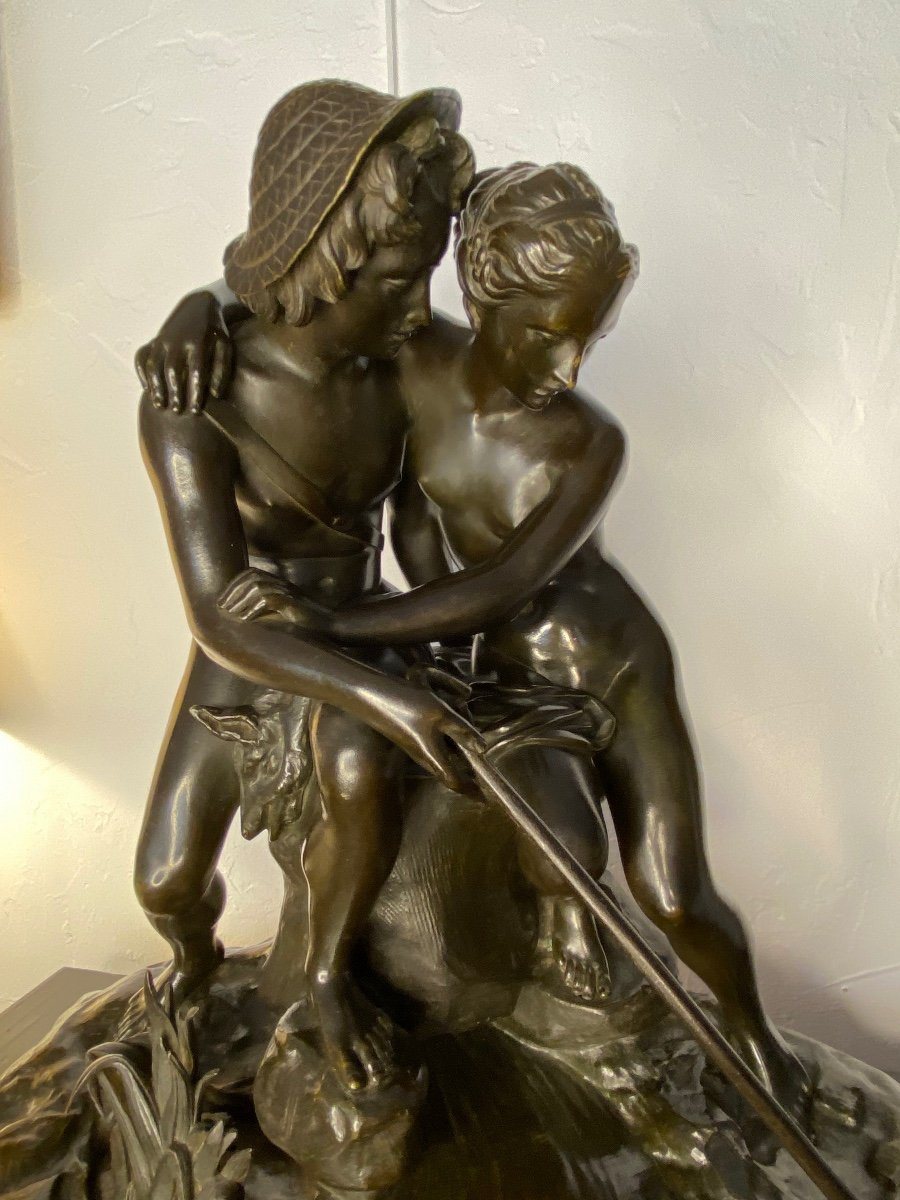 Sculpture Bronze - Daphnis Et Chloé - P.j.r Gayrard - France - XIX ème -photo-1