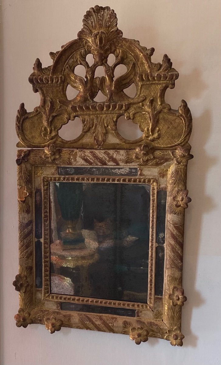 Miroir Parecloses - Bois Doré - époque Régence - France - XVIII ème -photo-2