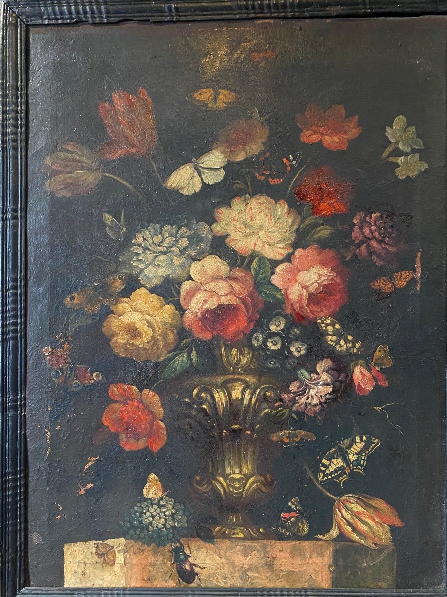 Oil On Canvas - Still Life / Bouquet Of Flowers - XVIIth-photo-2