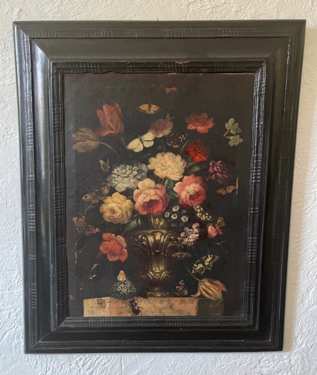 Oil On Canvas - Still Life / Bouquet Of Flowers - XVIIth-photo-2