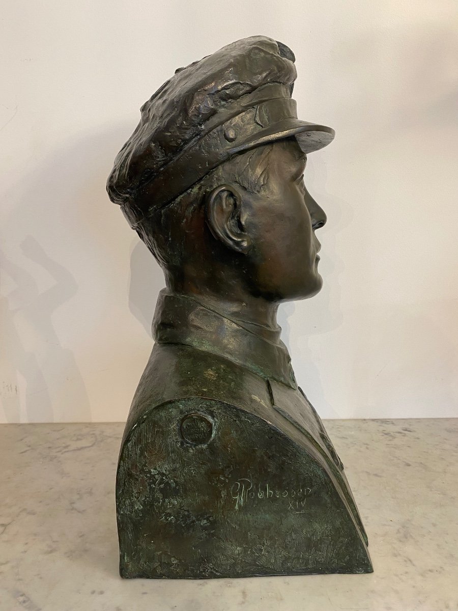 Bronze Sculpture - Military Bust - Italy - 20th Century-photo-2