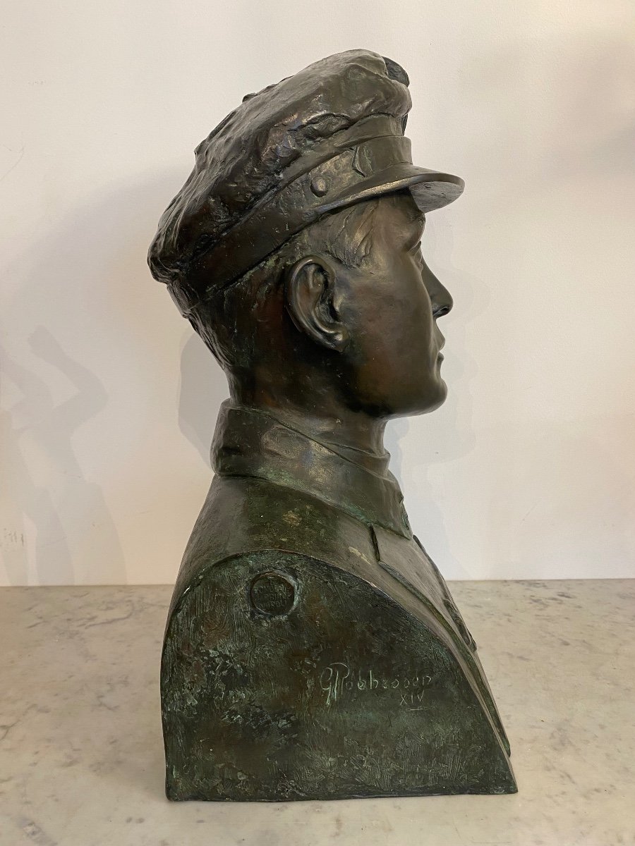 Sculpture Bronze - Buste Militaire - Italie - XX ème -photo-2
