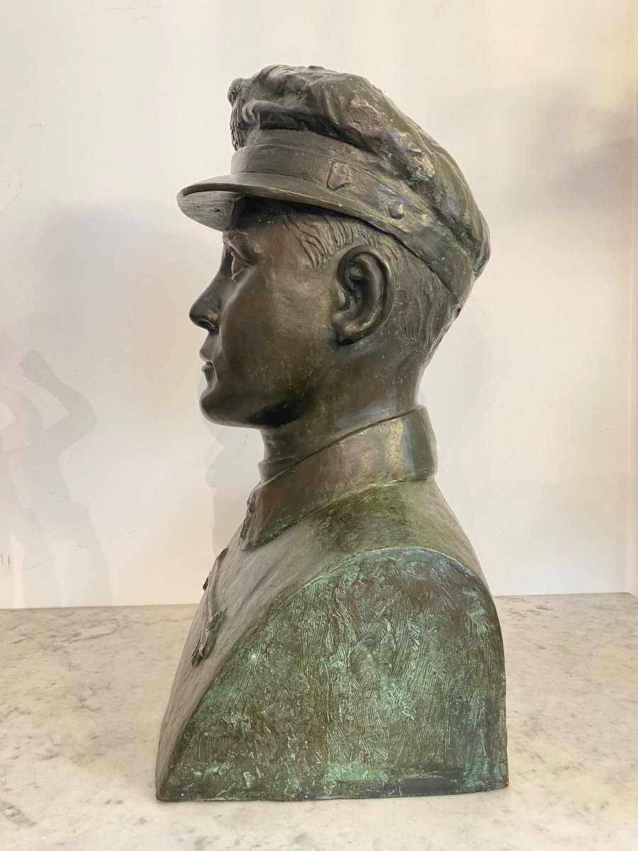 Bronze Sculpture - Military Bust - Italy - 20th Century-photo-4