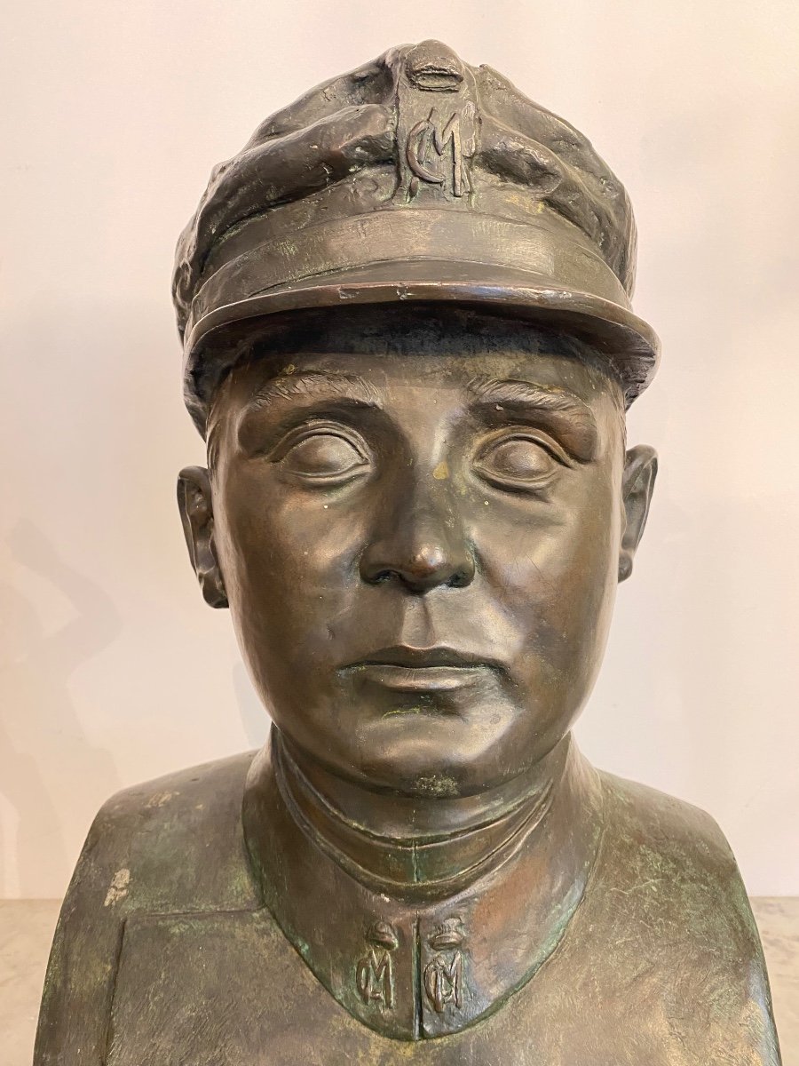 Bronze Sculpture - Military Bust - Italy - 20th Century-photo-1