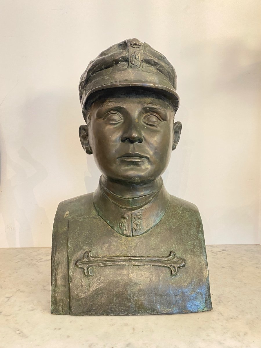 Sculpture Bronze - Buste Militaire - Italie - XX ème 