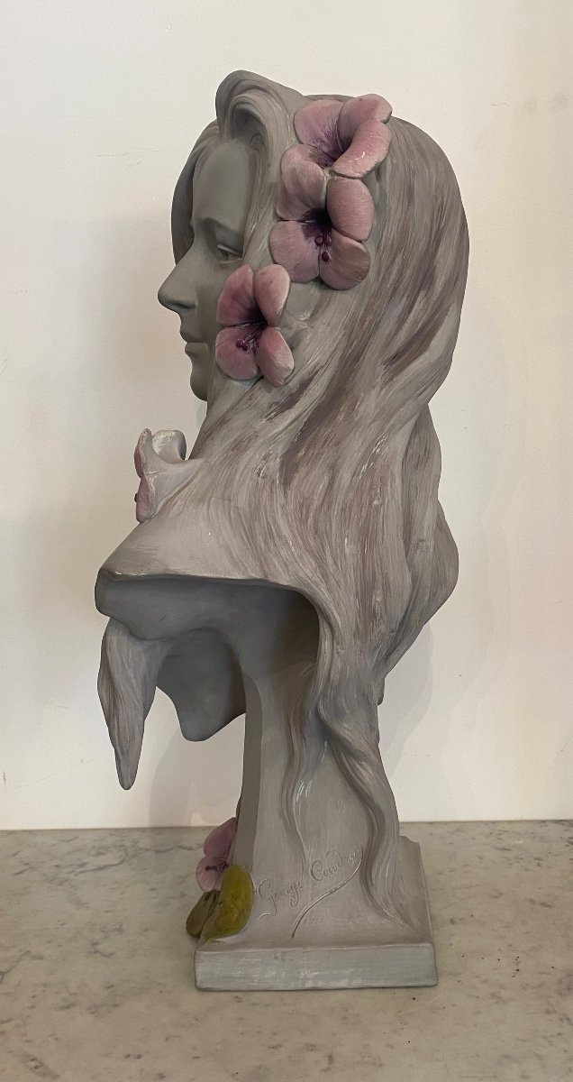 Sculpture - Buste Femme - G. Coudray - France - XX ème -photo-3