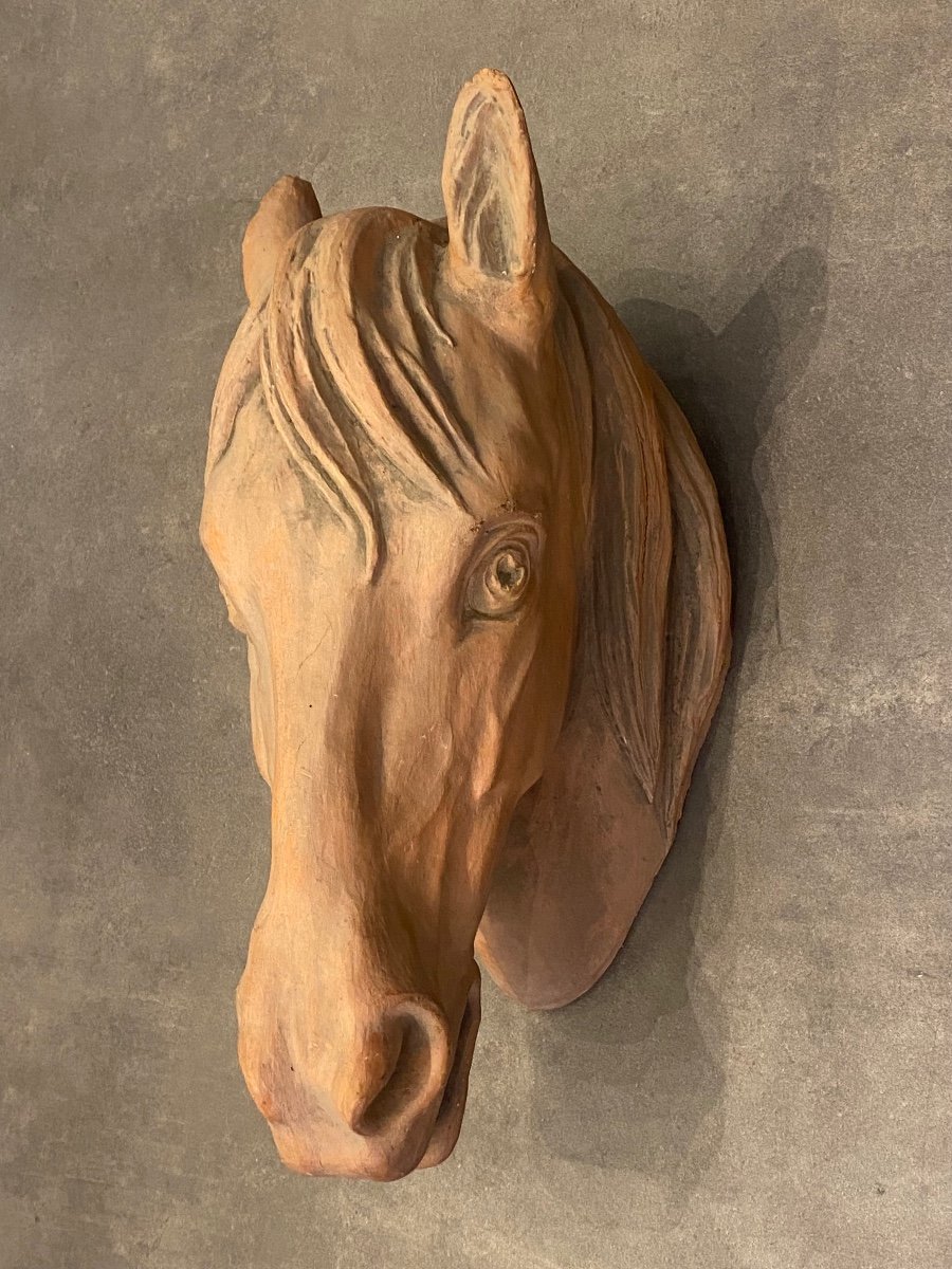 Important Sculpture - Terracotta - Horse - France - 20th Century -photo-2