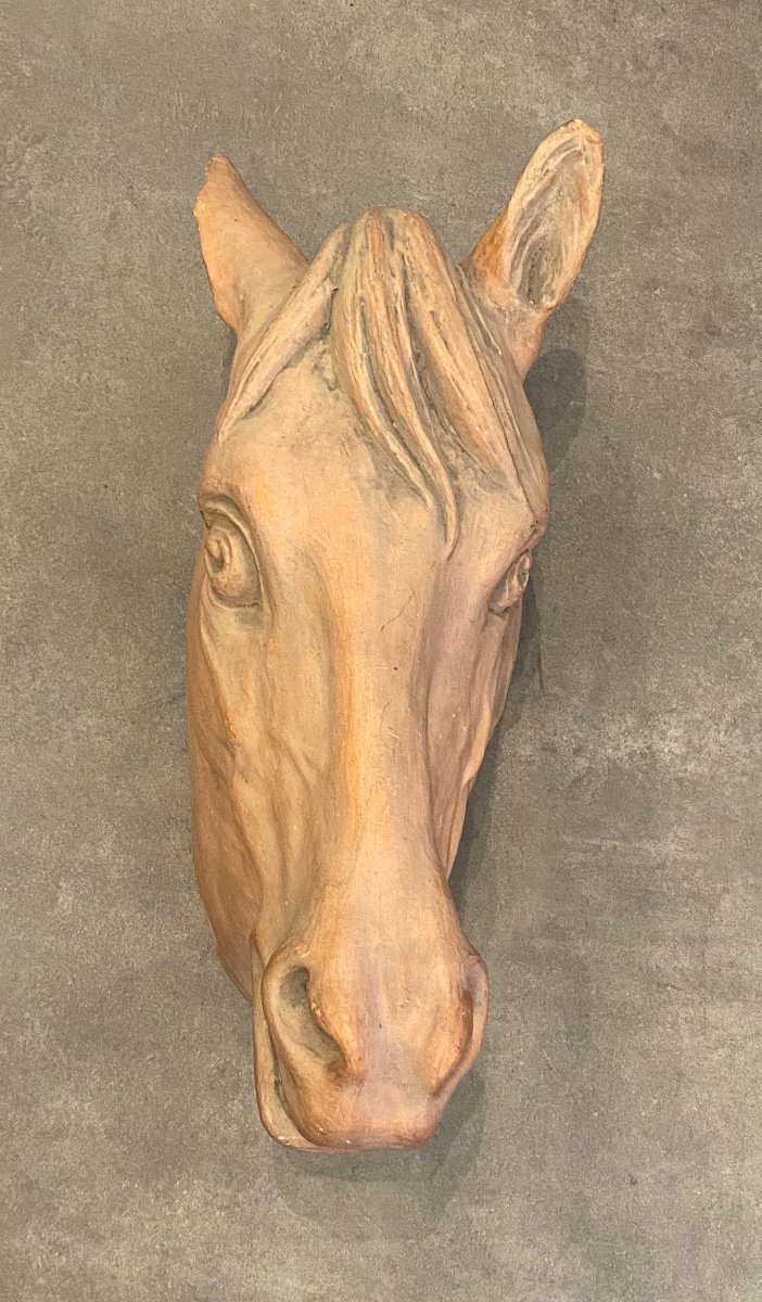 Important Sculpture - Terracotta - Horse - France - 20th Century -photo-3