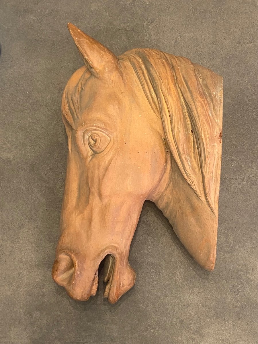 Important Sculpture - Terracotta - Horse - France - 20th Century -photo-1