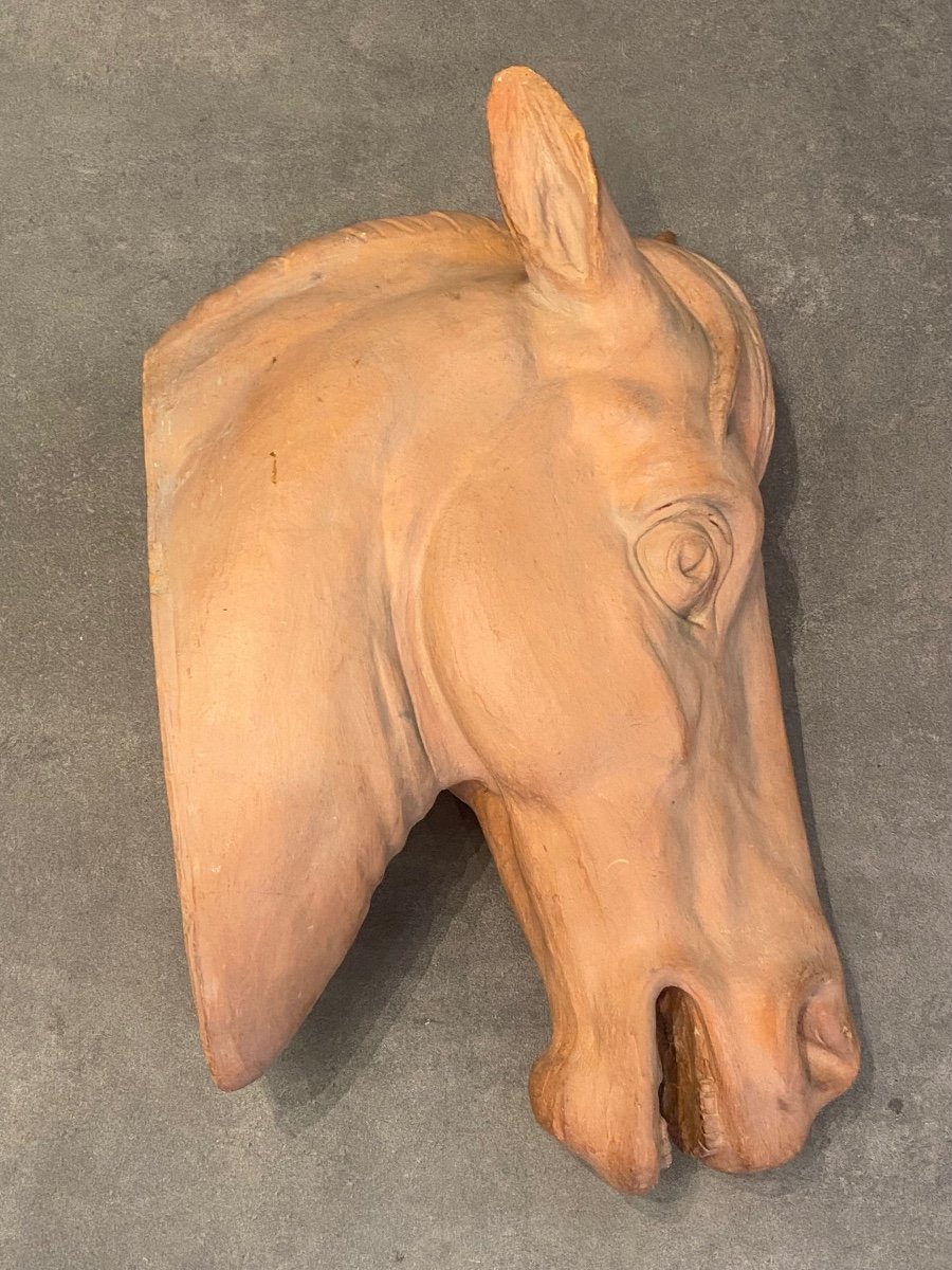 Important Sculpture - Terracotta - Horse - France - 20th Century -photo-2