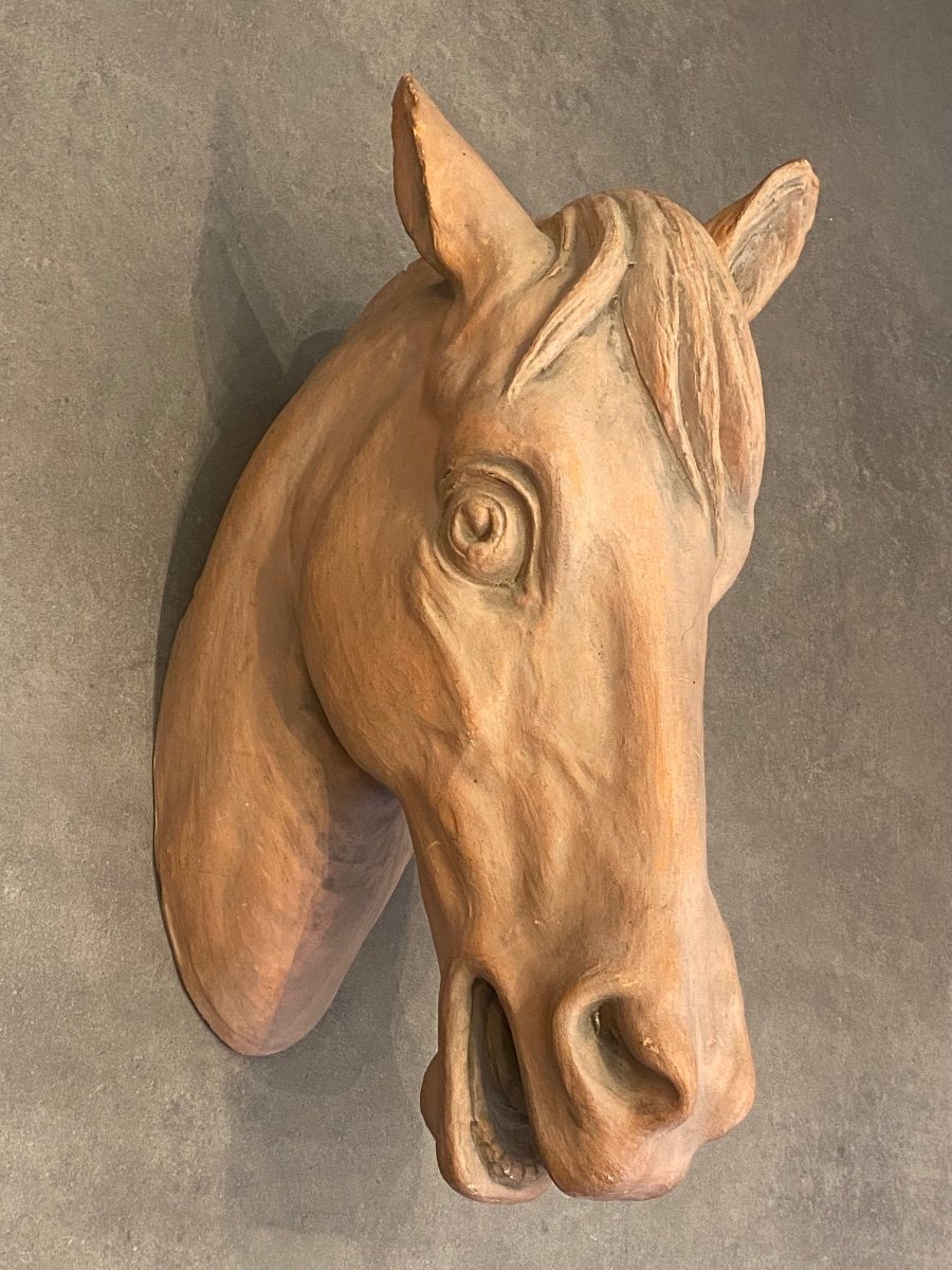 Important Sculpture - Terracotta - Horse - France - 20th Century 